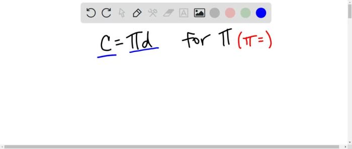 Solve the formula c πd for π